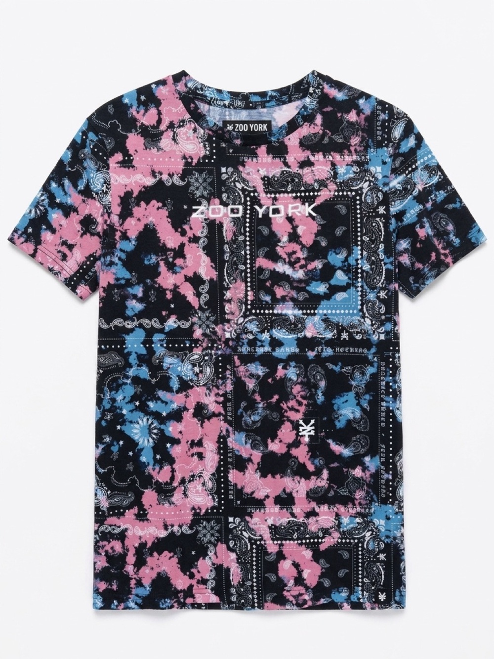 Zoo York Kids Black Tee with Pink & Blue Tie-Dye Bandana Print - Picture 1 of 5